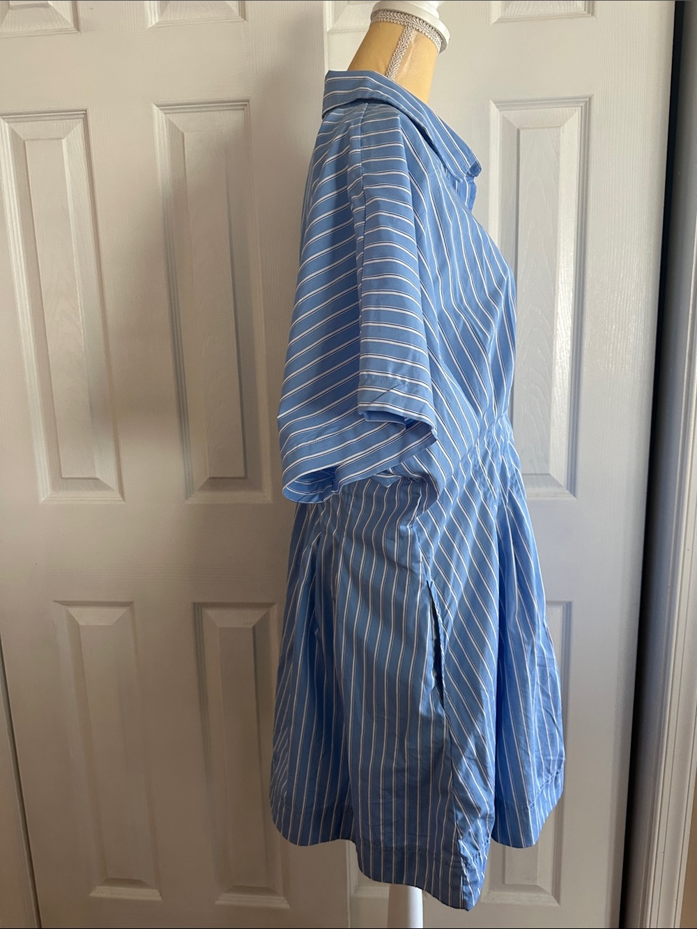Free Assembly Women's Cotton Corset Mini Shirtdress with Short Sleeves XL - Picture 8 of 12